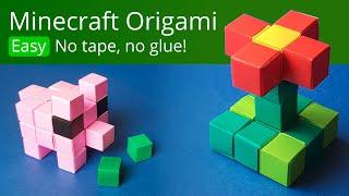 Minecraft Origami  How to join Origami Cubes like paper Minecraft blocks or Lego bricks