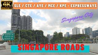 Driving in Singapore: SLE - CTE - AYE - MCE - KPE Expressways 4K