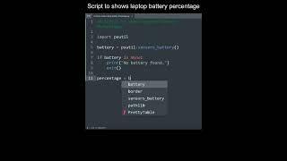 Script to shows laptop battery percentage in Python | Python Examples | Python Coding Tutorial