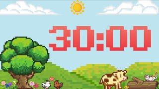 30 Minute Fun Pixel Farm Classroom Timer (No Music, Synth Bell Alarm at End)