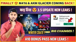 M4 Glacier Return  New Winter Crate | A10 Bonus Pass | Bgmi New Update | Bgmi 3.5 Update Leaks