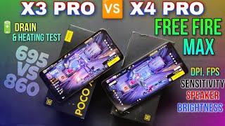 Poco x3 pro  Poco x4 pro Free Fire detail compare || battery drain test || snpd 860 vs 695....