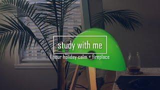 1 HOUR study with me ( Christmas & holiday instrumentals | crackling fire ) - 25/5 pomodoro