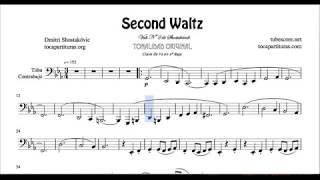 Second Waltz Sheet Music for Tuba and Contrabass by Shostakovich Bass Clef