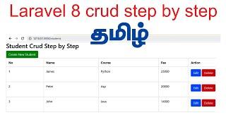 Laravel 8 crud step by step | Tamil