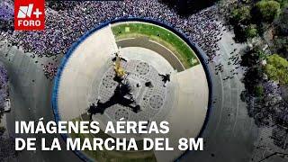 Así se ve desde el aire la marcha del 8M en Paseo de la Reforma - Las Noticias