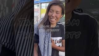 thirsty homeless woman