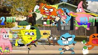 DOUBLE GUMBALL DOUBLE DARWIN  FIGHTS  DOUBLE SPONGEBOB DOUBLE PATRICK | RACE TO 3 WINS