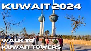 Kuwait Towers  Kuwait Walking Tour 4K VIDEO | مدينة الكويت