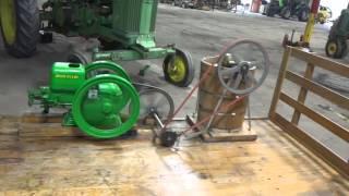 1930 John Deere 1 1/2 hp Hit n Miss Engine with 5 Gallon Ice Cream Maker by Country Freezer