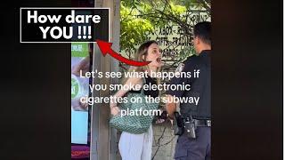 Woman loses her mind after Police stop her from Vaping at the New York Subway