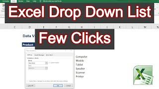 Data Validation Drop Down List - How to make drop down list in excel