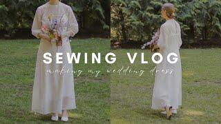 SEWING VLOG | Making my wedding dress from thrifted fabric & curtains