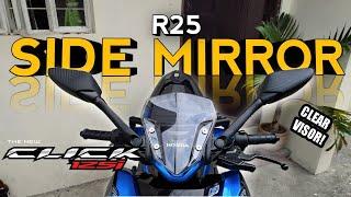 R25 MEDIUM STEM SIDE MIRROR AND CLEAR VISOR | honda click 125i modified