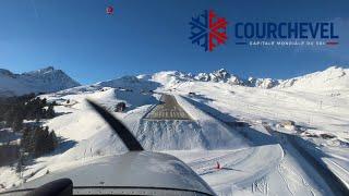 4K - Cockpit view - Landing at Courchevel Airport (LFLJ)   Cessna 172, Alpine Airlines (3 vallées)