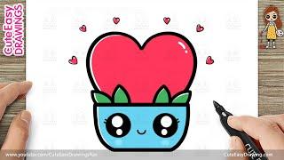 How to Draw a Cute Heart Plant Easy Step by Step for Kids