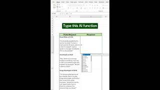 Response using AI inside #excel #microsoftoffice #exceltips