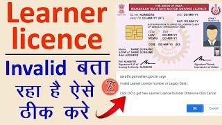 Learner Licence Number Invalid Bata Raha Hain Kya kare | invalid learner licence problume solv |