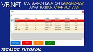 Visual Basic.net: How to LIVE search data on DataGridView using TextBox Changed Event [TAGALOG]