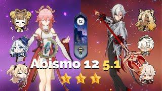 Yae Miko C0 e Arlecchino C0 - Abismo 12 - 5.1 - Genshin Impact - Spiral Abyss 5.1