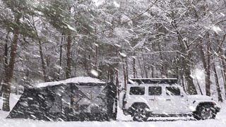 -15°C, COZY SOLO CAMPING IN A BLIZZARD️ㅣSnow ASMR