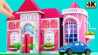 How To Make Awesome Pink Mini Castle have Beautiful Most Tower from Cardboard ️ DIY Miniature House