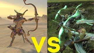 Ушебти (большие луки) vs Сестры Авелорна Total War Warhammer 2. тесты юнитов v1.5.0.