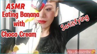 ASMR Eating Banana with Choco Cream #asmr #bananaeats #eatingbanana