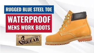 Rugged Blue Steel Toe Waterproof Mens Work Boots