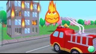 Fire Truck puts out fire # cartoon about cars Cartoon Byaka flame attacked Pinky Town # 1