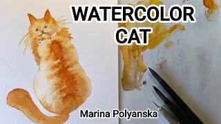 How to Easy Paint Watercolor CAT, Tutorial for Beginners,  Simple Demo Lessons Step by Step