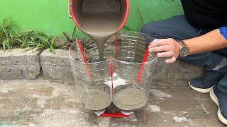 Flower pots craft. Tips make Beautiful Flower pots from Cement and Plastic bottles