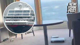 Norwegian cruise ship rocked by massive waves ahead of power outage: videos