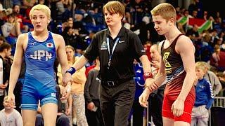 U15 Makar Zheleznyak (EST) vs Rocky Thompson (USA) 52kg. Freestyle boys youth wrestling tournament.