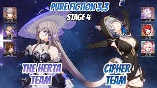 The Herta Team & Cipher w/ Castorice Pure Fiction Stage 4 (3 Stars) | Honkai Star Rail