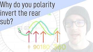 Why do you polarity invert the rear sub in a cardioid array?