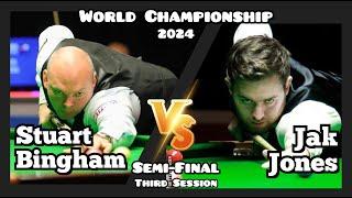 Stuart Bingham vs Jak Jones - World Championship Snooker 2024 - Semi-Final - Third Session Live