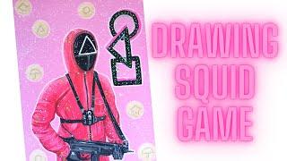 Игра в кальмара рисунок.Рисую Игра в кальмара арт.How to Draw Squid Game ⏹⏺Red Guard Uniform.