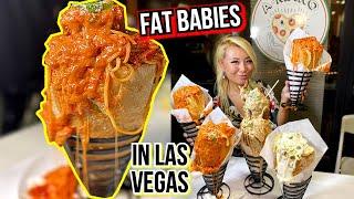 MASSIVE "FAT BABIES" PASTA IN BREAD CONES in Las Vegas!! #RainaisCrazy