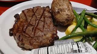 Dinner Time In Las Vegas. Rib Eye Steak At America Restaurant. New York, New York Hotel/ Casino.