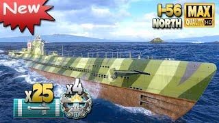 НОВАЯ подводная лодка И-56 в бою 10 уровня - World of Warships