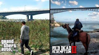 GTA 5 и RDR2 ОДНА ВСЕЛЕННАЯ!? Сходства и совпадения (RDR2 и GTA 5 с разницей в 100 лет)