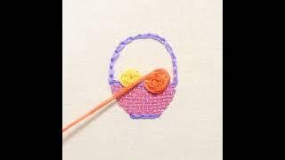 Hand embroider flower basket diy embroidery stitches tutorial #embroidery #handmade #handcraft #art