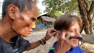 HAIRCUT on THAI RICE FARM by Mr. WANG (w/ bonus HOUSE TOUR!)  Ubon Ratchathani, THAILAND 4K