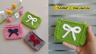 HOW TO MAKE CROCHET COIN PURSE || CROCHET CARD WALLET TUTORIAL