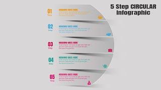 2.Adobe Illustrator Design -  5 Step Circular 3D shadow Infographic | Business Infographic