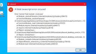 Discord A Fatal JavaScript Error Occurred | Discord Tutorial 2022