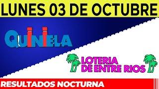 Resultados Quinielas nocturnas de Córdoba y Entre Rios Lunes 3 de Octubre