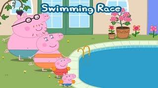 Peppa pig and George pig go swimming with Daddy Pig & Mummy Pig - Peppa Pig Gameplay