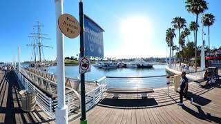 VR 360 Walking Tour of Rainbow Harbor and Queen Mary in Long Beach, California, USA